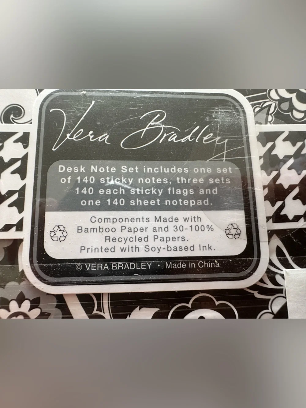 Vera Bradley Midnight Paisley Black & White Note Set w/ Floral Motif-BNWT-sealed